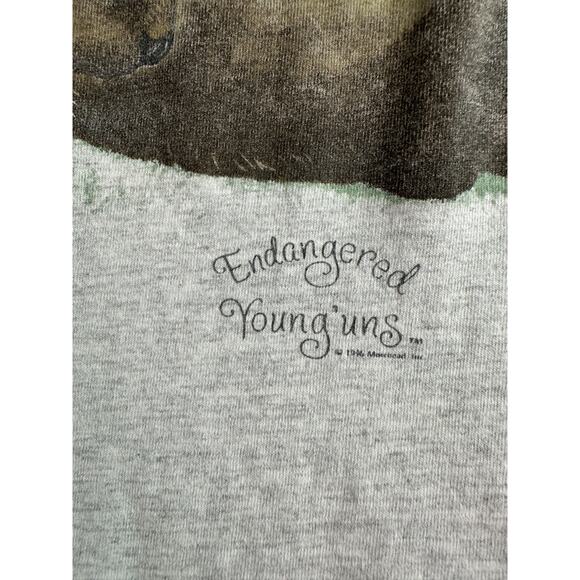 VINTAGE Endangered Species Shirt Womens OS Gray Bear Cups Young'uns Wildlife 90s - Picture 4 of 14